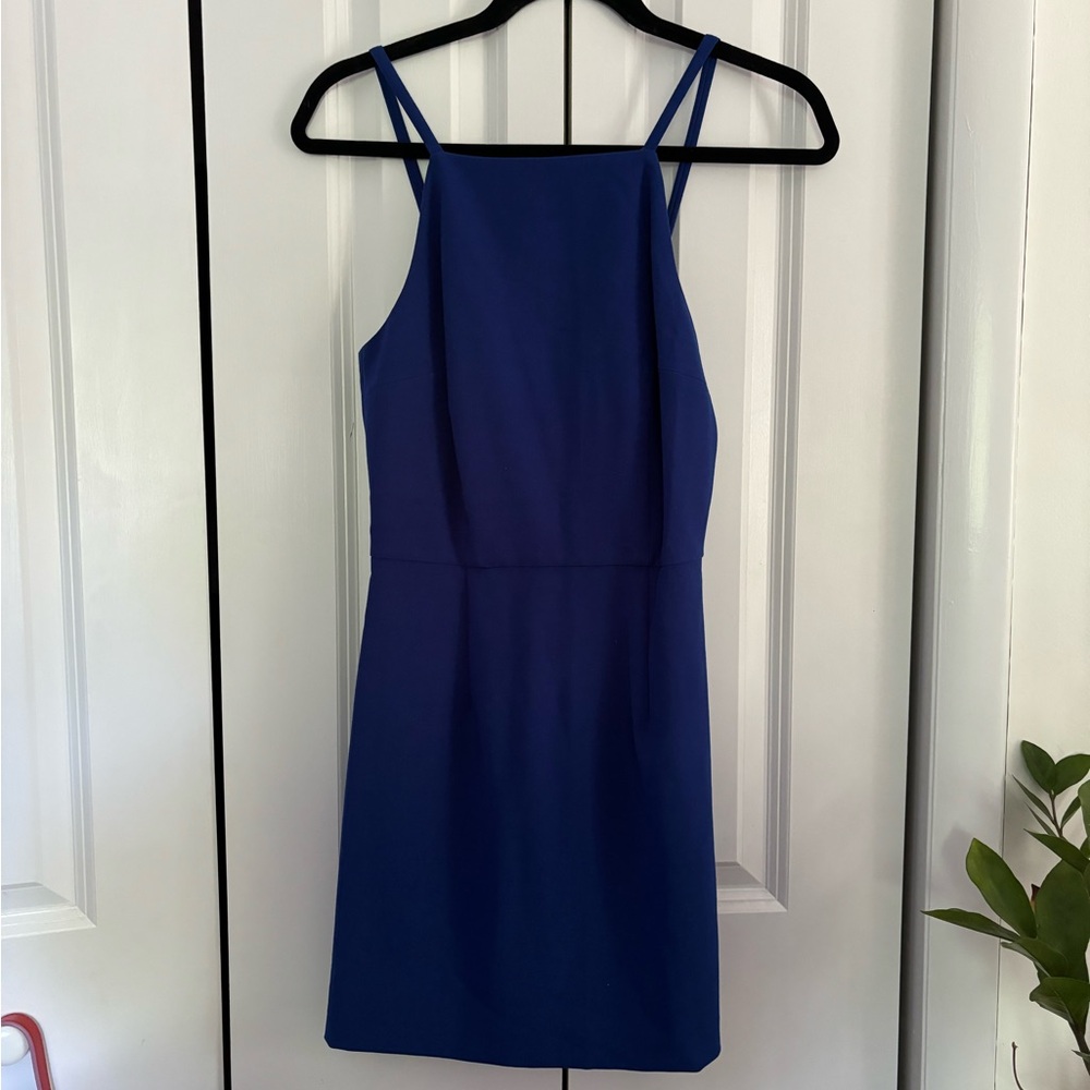 Blue High Neck Bodycon Dress